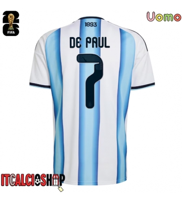 Argentina Rodrigo De Paul #7 Prima Maglia Mondiali 2026 Manica Corta